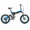 BEZIOR XF200 Folding Electric Bike 48V 15Ah Battery 1000W Motor 20x4.0 Inch Fat Tire Aluminum Alloy Frame Shimano 7-speed Shift Max Speed 40km/h 130KM Power-assisted Mileage Range LCD Display IP54 Waterproof - Black Blue -rockbros-shop bezior xf200 folding electric bike 20 inch 15ah 1000w motor black blue 27e661 1645002119328