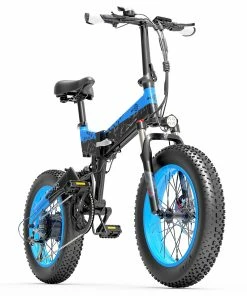 BEZIOR XF200 Folding Electric Bike 48V 15Ah Battery 1000W Motor 20x4.0 Inch Fat Tire Aluminum Alloy Frame Shimano 7-speed Shift Max Speed 40km/h 130KM Power-assisted Mileage Range LCD Display IP54 Waterproof - Black Blue -rockbros-shop bezior xf200 folding electric bike 20 inch 15ah 1000w motor black blue 8c805e 1645002119343