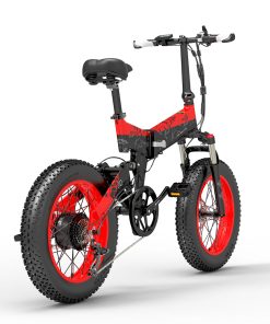 BEZIOR XF200 Folding Electric Bike 48V 15Ah Battery 1000W Motor 20x4.0 Inch Fat Tire Aluminum Alloy Frame Shimano 7-speed Shift Max Speed 40km/h 130KM Power-assisted Mileage Range LCD Display IP54 Waterproof - Black Red -rockbros-shop bezior xf200 folding electric bike 20x4 0 inch 15ah 1000w black yellow 1626954314074