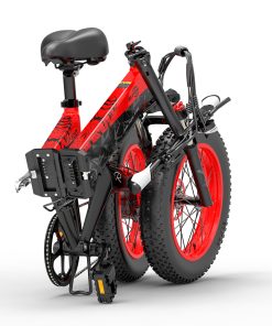 BEZIOR XF200 Folding Electric Bike 48V 15Ah Battery 1000W Motor 20x4.0 Inch Fat Tire Aluminum Alloy Frame Shimano 7-speed Shift Max Speed 40km/h 130KM Power-assisted Mileage Range LCD Display IP54 Waterproof - Black Red -rockbros-shop bezior xf200 folding electric bike 20x4 0 inch 15ah 1000w black yellow 1626954322496