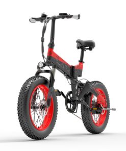 BEZIOR XF200 Folding Electric Bike 48V 15Ah Battery 1000W Motor 20x4.0 Inch Fat Tire Aluminum Alloy Frame Shimano 7-speed Shift Max Speed 40km/h 130KM Power-assisted Mileage Range LCD Display IP54 Waterproof - Black Red -rockbros-shop bezior xf200 folding electric bike 20x4 0 inch 15ah 1000w black yellow 1626954352343