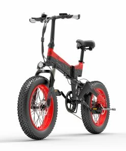 BEZIOR XF200 Folding Electric Bike 48V 15Ah Battery 1000W Motor 20x4.0 Inch Fat Tire Aluminum Alloy Frame Shimano 7-speed Shift Max Speed 40km/h 130KM Power-assisted Mileage Range LCD Display IP54 Waterproof - Black Red -rockbros-shop bezior xf200 folding electric bike 20x4 0 inch 15ah 1000w black yellow 1626954352343