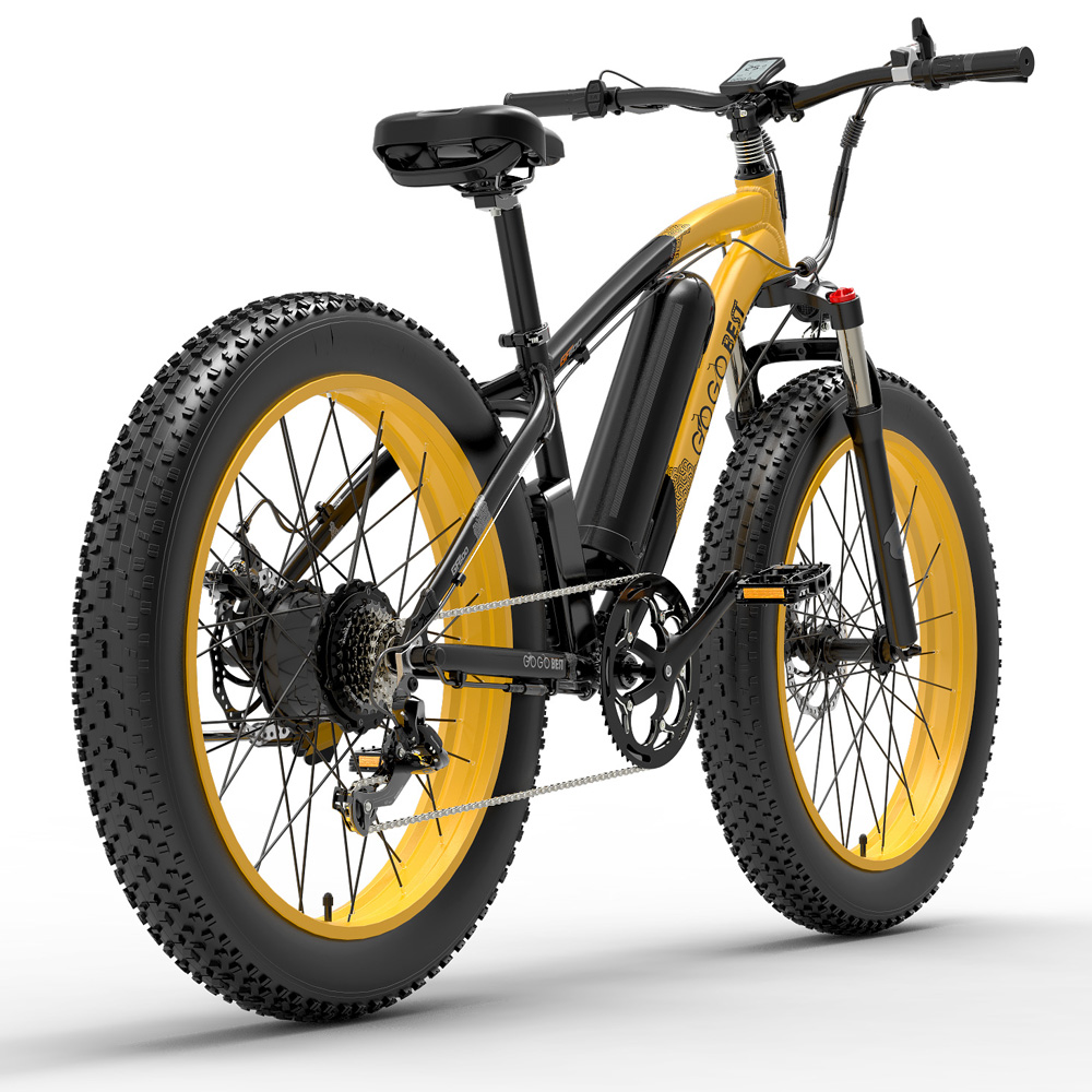 GOGOBEST GF600 Electric Bike 48V 13Ah Battery 1000W Motor 26x4.0 inch Fat Tire Aluminum Alloy Frame Shimano 7-speed Shift Max Speed 40km/h 110KM Power-assisted mileage Range LCD Display IP54 Waterproof - Black Yellow GOGOBEST GF600 Electric Bike 48V 13Ah Battery 1000W Motor 26x4.0 Inch Fat Tire Aluminum Alloy Frame Shimano 7-speed Shift Max Speed 40km/h 110KM Power-assisted Mileage Range LCD Display IP54 Waterproof - Black Yellow -rockbros-shop bezior xf200 folding electric bike 20x4 0 inch 15ah 1000w black yellow 1631788499670