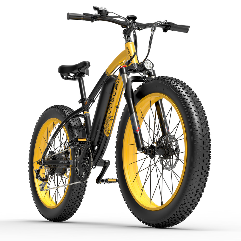 GOGOBEST GF600 Electric Bike 48V 13Ah Battery 1000W Motor 26x4.0 inch Fat Tire Aluminum Alloy Frame Shimano 7-speed Shift Max Speed 40km/h 110KM Power-assisted mileage Range LCD Display IP54 Waterproof - Black Yellow GOGOBEST GF600 Electric Bike 48V 13Ah Battery 1000W Motor 26x4.0 Inch Fat Tire Aluminum Alloy Frame Shimano 7-speed Shift Max Speed 40km/h 110KM Power-assisted Mileage Range LCD Display IP54 Waterproof - Black Yellow -rockbros-shop bezior xf200 folding electric bike 20x4 0 inch 15ah 1000w black yellow 1631788499692