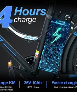 ONESPORT BK1 Electric Bike 26 Inch Tires 36V 350W Motor 10Ah Battery 25Km/h Max Speed Shimano 7 Speed Gear Front Suspension And Dual Disc Brakes 120KG Max Load - Black 5 ONESPORT BK1 Electric Bike 26 Inch Tires 36V 350W Motor 10Ah Battery 25Km/h Max Speed Shimano 7 Speed Gear Front Suspension And Dual Disc Brakes 120KG Max Load - Black -rockbros-shop bk1 electric bike 36v 350w motor 10ah battery black 076240 1666340900059