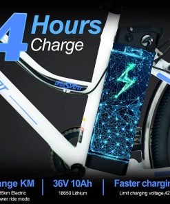 ONESPORT BK1 Electric Bike 26 Inch Tires 36V 350W Motor 10Ah Battery 25Km/h Max Speed Shimano 7 Speed Gear Front Suspension And Dual Disc Brakes 120KG Max Load - White -rockbros-shop bk1 electric bike 36v 350w motor 10ah battery white 1e4d52 1666341080744