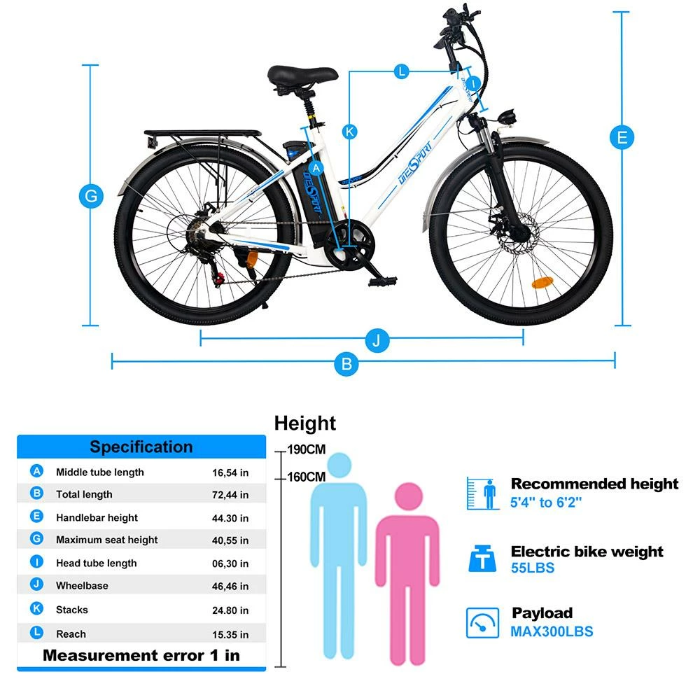 ONESPORT BK1 Electric Bike 26 Inch Tires 36V 350W Motor 10Ah Battery 25Km/h Max Speed Shimano 7 Speed Gear Front Suspension And Dual Disc Brakes 120KG Max Load - White 6 ONESPORT BK1 Electric Bike 26 Inch Tires 36V 350W Motor 10Ah Battery 25Km/h Max Speed Shimano 7 Speed Gear Front Suspension And Dual Disc Brakes 120KG Max Load - White - Image 4