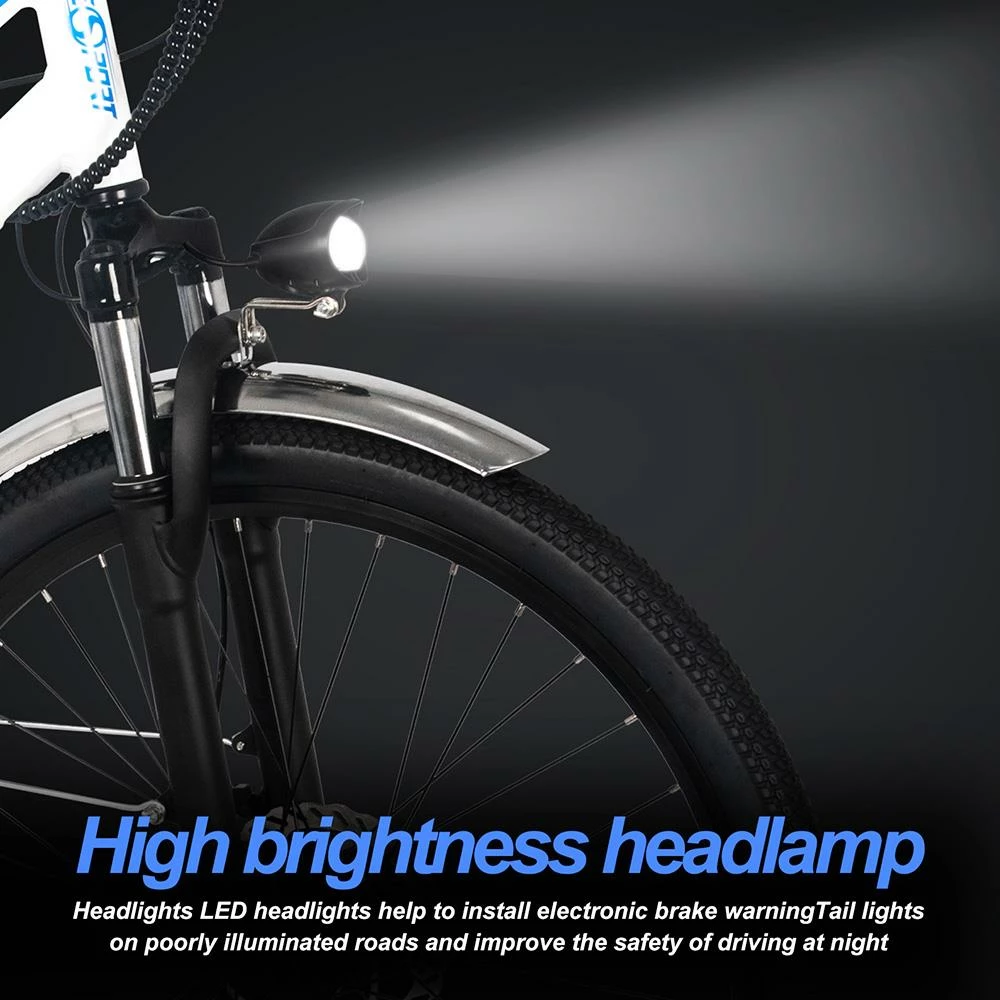 ONESPORT BK1 Electric Bike 26 Inch Tires 36V 350W Motor 10Ah Battery 25Km/h Max Speed Shimano 7 Speed Gear Front Suspension And Dual Disc Brakes 120KG Max Load - White 5 ONESPORT BK1 Electric Bike 26 Inch Tires 36V 350W Motor 10Ah Battery 25Km/h Max Speed Shimano 7 Speed Gear Front Suspension And Dual Disc Brakes 120KG Max Load - White - Image 3