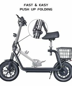 BOGIST M5 Pro Folding Electric Scooter 12 Inch Pneumatic Tire 500W Motor Max Speed 40Km/h 48V 11Ah Battery Smart BMS Disc Brake 30-35KM Long Range With Seat - Black -rockbros-shop bogist c1 pro folding electric scooter 500w motor 13ah battery black 1620907555598