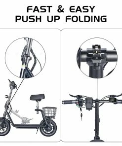 BOGIST M5 Pro Folding Electric Scooter 12 Inch Pneumatic Tire 500W Motor Max Speed 40Km/h 48V 11Ah Battery Smart BMS Disc Brake 30-35KM Long Range With Seat - Black -rockbros-shop bogist c1 pro folding electric scooter 500w motor 13ah battery black 1620907562365