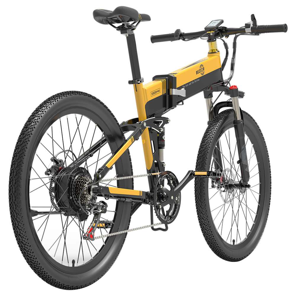 BEZIOR X500 Pro Folding Electric Bike Bicycle 26 Inch Tire 500W Motor Max Speed 30Km/h 48V 10.4Ah Battery Aluminum Alloy Frame Shimano 7-Speed Shift 100KM Power-Assisted Range LCD Display IP54 Waterproof Max Load 200KG - Black&Yellow BEZIOR X500 Pro Folding Electric Bike Bicycle 26 Inch Tire 500W Motor Max Speed 30Km/h 48V 10.4Ah Battery Aluminum Alloy Frame Shimano 7-Speed Shift 100KM Power-Assisted Range LCD Display IP54 Waterproof Max Load 200KG - Black&Yellow -rockbros-shop c14b00b70e6d409ba38390f518fd91c9 519190 3
