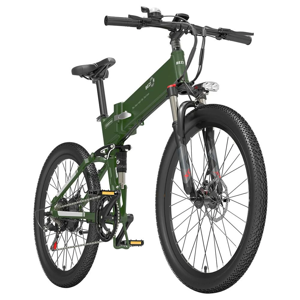 BEZIOR X500 Pro Folding Electric Bike Bicycle 26 Inch Tire 500W Motor Max Speed 30Km/h 48V 10.4Ah Battery Aluminum Alloy Frame Shimano 7-Speed Shift 100KM Power-Assisted Range LCD Display IP54 Waterproof Max Load 200KG - Army Green 5 BEZIOR X500 Pro Folding Electric Bike Bicycle 26 Inch Tire 500W Motor Max Speed 30Km/h 48V 10.4Ah Battery Aluminum Alloy Frame Shimano 7-Speed Shift 100KM Power-Assisted Range LCD Display IP54 Waterproof Max Load 200KG - Army Green - Image 3
