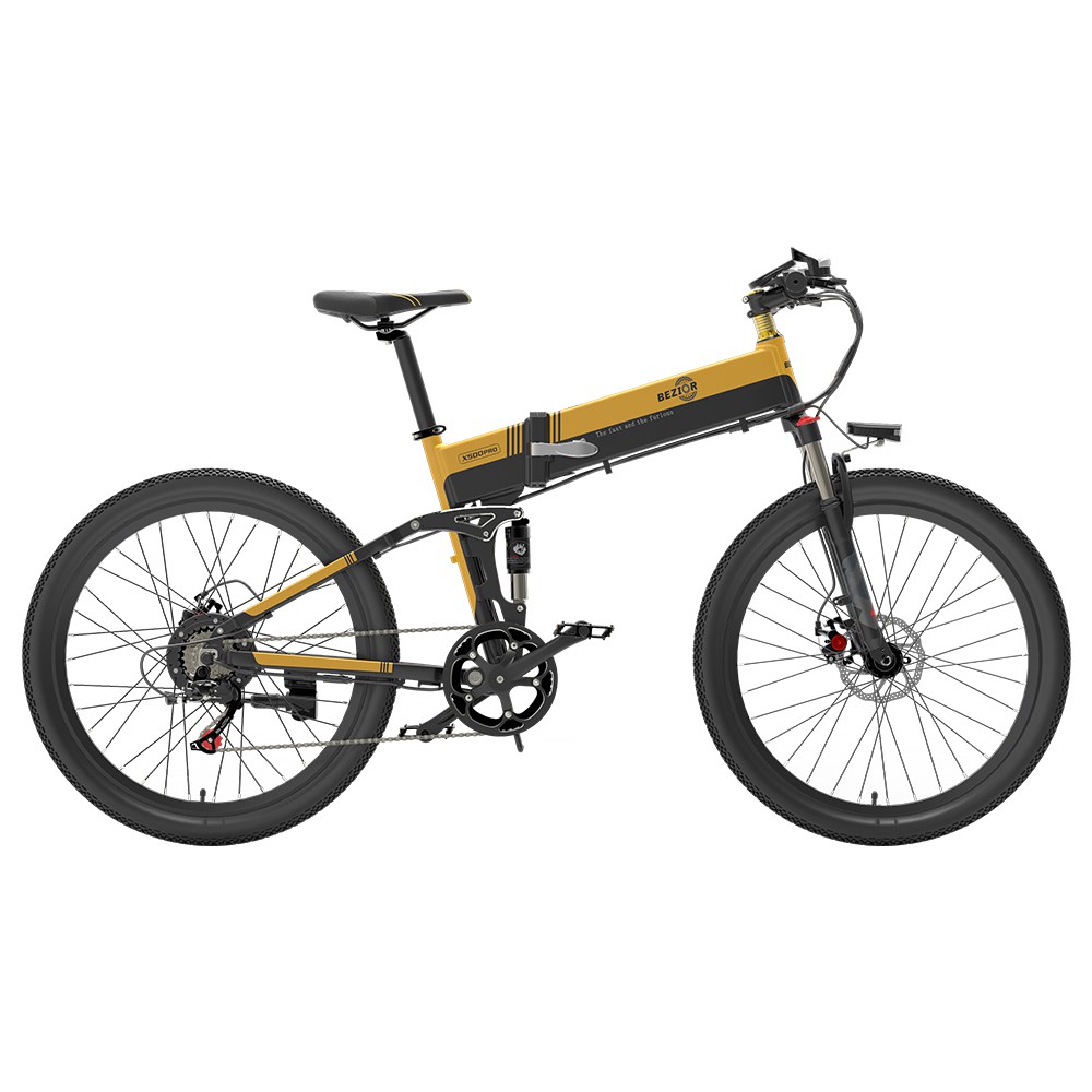 BEZIOR X500 Pro Folding Electric Bike Bicycle 26 Inch Tire 500W Motor Max Speed 30Km/h 48V 10.4Ah Battery Aluminum Alloy Frame Shimano 7-Speed Shift 100KM Power-Assisted Range LCD Display IP54 Waterproof Max Load 200KG - Black&Yellow BEZIOR X500 Pro Folding Electric Bike Bicycle 26 Inch Tire 500W Motor Max Speed 30Km/h 48V 10.4Ah Battery Aluminum Alloy Frame Shimano 7-Speed Shift 100KM Power-Assisted Range LCD Display IP54 Waterproof Max Load 200KG - Black&Yellow -rockbros-shop d41daeb6ce474d73a6bf3df070dad527 519190 1