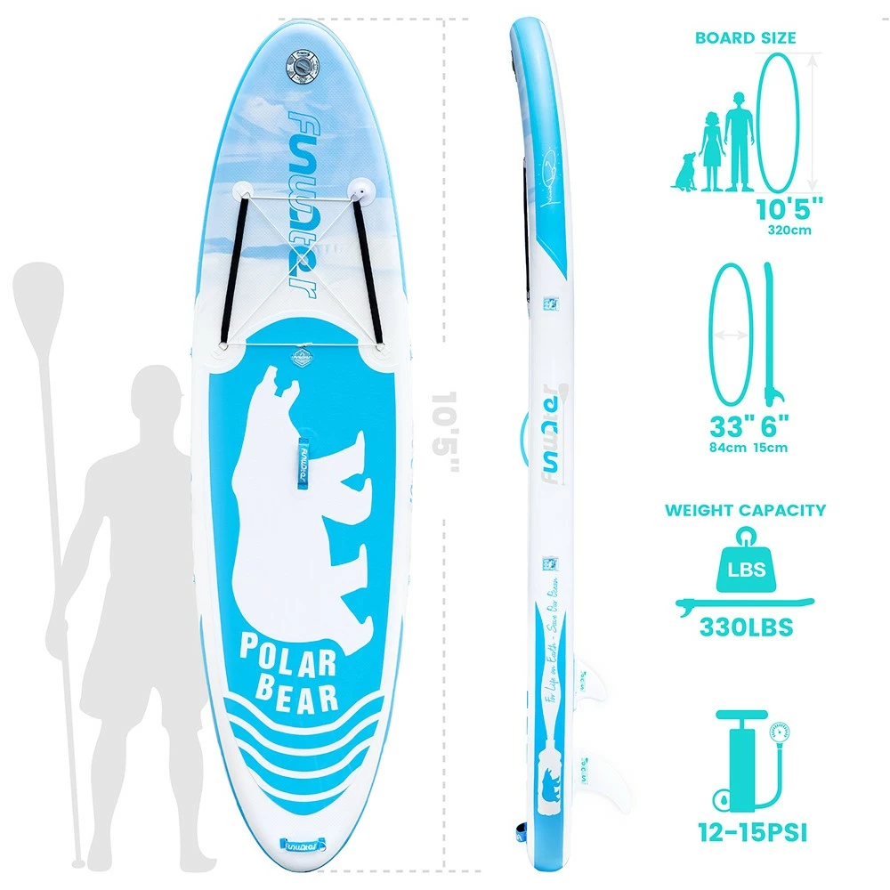 FunWater Polar Bear 320*83*15 Inch Inflatable Stand Up Paddling Board Adjustable Maximum Load 150kg 6 FunWater Polar Bear 320*83*15 Inch Inflatable Stand Up Paddling Board Adjustable Maximum Load 150kg - Image 4