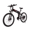 KAISDA K1 26 Inch Folding Electric Moped Folding Bike Mountain Bicycle 500W Motor SHIMANO 7-Speeds Derailleur LCD Display 10.4Ah Battery Max Speed 25km/h Aluminum Alloy Frame - Black -rockbros-shop docrooup ds2 off road electric folding bike black 1628847653964