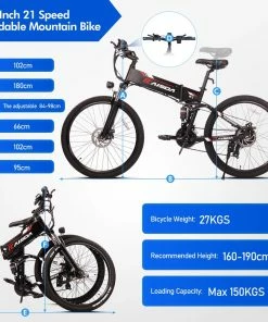 KAISDA K1 26 Inch Folding Electric Moped Folding Bike Mountain Bicycle 500W Motor SHIMANO 7-Speeds Derailleur LCD Display 10.4Ah Battery Max Speed 25km/h Aluminum Alloy Frame - White -rockbros-shop docrooup ds2 off road electric folding bike black 1628847785897 1