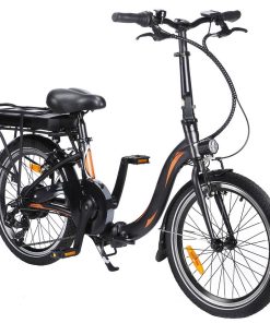 FAFREES 20F054 250W Electric Bike 20 Inch Folding Frame 7-Speed Gears With Removable 10AH Battery LED Light - Black