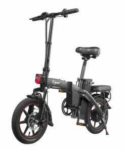 DYU A5 Standard Folding Moped Electric Bike 14inch 25km/h Speed 40km Mileage Range Removable 7.5Ah Battery 350W Double Brake System Max Load 150kg - Black -rockbros-shop dyu a1f folding moped electric bike 16inch 250w black 1627115751730