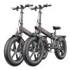 2PCS ENGWE EP-2 Pro Electric Bicycle 20 *4.0 Inch Fat Tires 750W Motor 48V 13Ah Battery 35Km/h Max Speed 100KM Range SHIMANO 7 Speed Gears 150KG Max Load Mountain Beach Snow Bicycle Dual Disc Brake Folding Bike - Black
