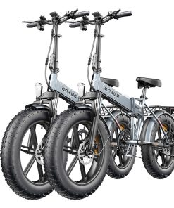 2PCS ENGWE EP-2 Pro Electric Bicycle 20 *4.0 Inch Fat Tires 750W Motor 48V 13Ah Battery 35Km/h Max Speed 100KM Range SHIMANO 7 Speed Gears 150KG Max Load Mountain Beach Snow Bicycle Dual Disc Brake Folding Bike - Gray