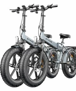 2PCS ENGWE EP-2 Pro Electric Bicycle 20 *4.0 Inch Fat Tires 750W Motor 48V 13Ah Battery 35Km/h Max Speed 100KM Range SHIMANO 7 Speed Gears 150KG Max Load Mountain Beach Snow Bicycle Dual Disc Brake Folding Bike - Gray