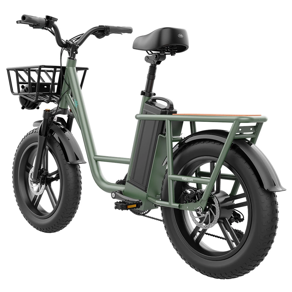 FIIDO T1 Cargo Electric Bike 20*4.0 Inch Fat Tires 750W Power 50Km/h Max Speed 48V 20AH Lithium Battery 150KM Range Shock Absorber - Green 7 FIIDO T1 Cargo Electric Bike 20*4.0 Inch Fat Tires 750W Power 50Km/h Max Speed 48V 20AH Lithium Battery 150KM Range Shock Absorber - Green - Image 5