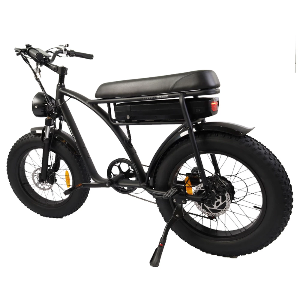 BEZIOR XF001 Retro Electric Bike 20*4.0 Inch Fat Tires 1000W Motor 12.5Ah 48V Battery 45Km/h Max Speed 120kg Max Load Shimano 7-Speed Dual Mechanical Disc Brakes Front & Rear Suspension Fork LCD Display - Black 6 BEZIOR XF001 Retro Electric Bike 20*4.0 Inch Fat Tires 1000W Motor 12.5Ah 48V Battery 45Km/h Max Speed 120kg Max Load Shimano 7-Speed Dual Mechanical Disc Brakes Front & Rear Suspension Fork LCD Display - Black - Image 4