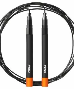 FED Double Bearing Steel Wire Rope Skipping Adjustable Speed Self-locking Design - Black