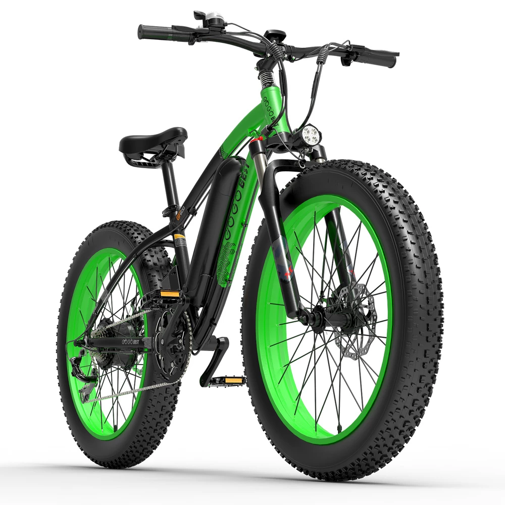 GOGOBEST GF600 Electric Bike 48V 13Ah Battery 1000W Motor 26x4.0 Inch Fat Tire Aluminum Alloy Frame Shimano 7-speed Shift Max Speed 40km/h 110KM Power-assisted Mileage Range LCD Display IP54 Waterproof - Black Green 5 GOGOBEST GF600 Electric Bike 48V 13Ah Battery 1000W Motor 26x4.0 Inch Fat Tire Aluminum Alloy Frame Shimano 7-speed Shift Max Speed 40km/h 110KM Power-assisted Mileage Range LCD Display IP54 Waterproof - Black Green - Image 3