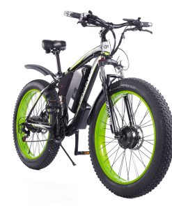 GOGOBEST GF700 26*4.0 Inch Fat Tire Electric Mountain Bike 48V 17.5Ah Battery 2*500W Dual Motor Max Speed 50Km/h 70KM Power-Assisted Range Max Load 200KG IP54 Waterproof Hydraulic Disc Brake MTB Bike 6061 Aluminum Alloy Frame - Black Green