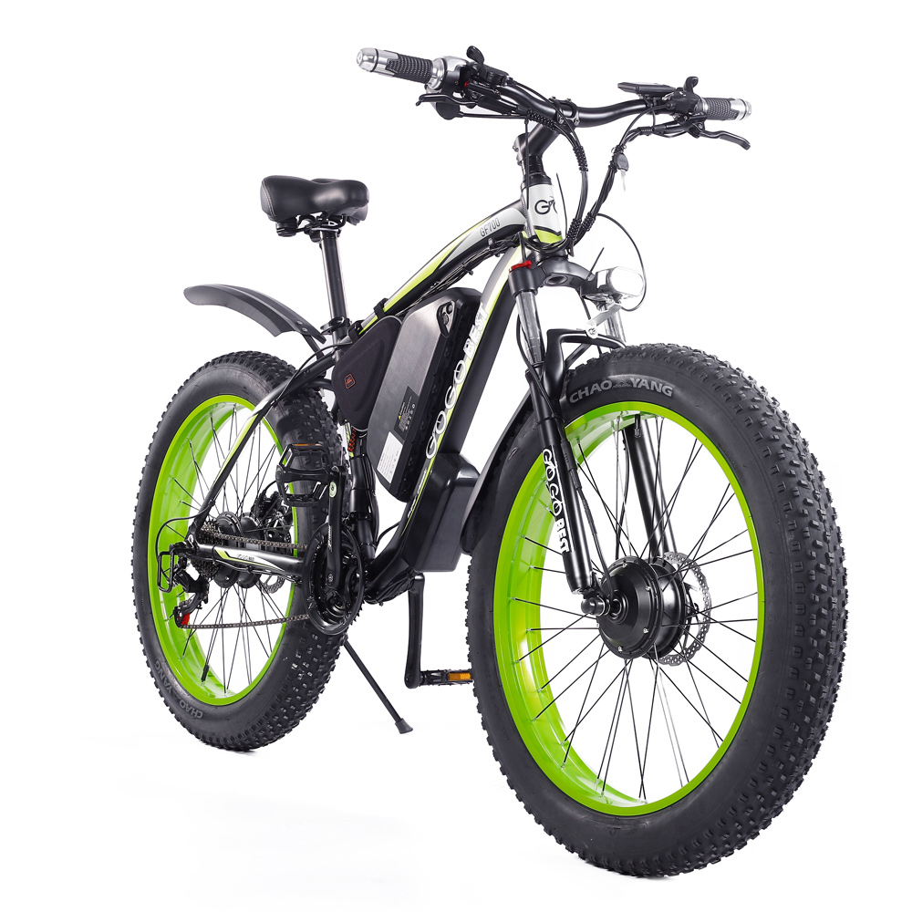 GOGOBEST GF700 26*4.0 Inch Fat Tire Electric Mountain Bike 48V 17.5Ah Battery 2*500W Dual Motor Max Speed 50Km/h 70KM Power-Assisted Range Max Load 200KG IP54 Waterproof Hydraulic Disc Brake MTB Bike 6061 Aluminum Alloy Frame - Black Green GOGOBEST GF700 26*4.0 Inch Fat Tire Electric Mountain Bike 48V 17.5Ah Battery 2*500W Dual Motor Max Speed 50Km/h 70KM Power-Assisted Range Max Load 200KG IP54 Waterproof Hydraulic Disc Brake MTB Bike 6061 Aluminum Alloy Frame - Black Green -rockbros-shop gogobest gf700 26 4 0 fat tire electric mountain bike black red 1636464367441