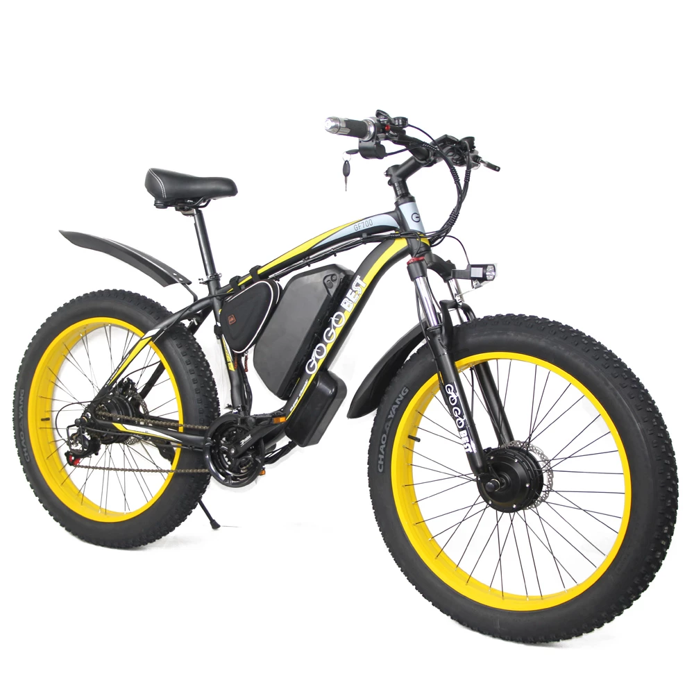 GOGOBEST GF700 26*4.0 Fat Tire Electric Mountain Bike 17.5Ah Battery 500W Dual-Motor 6061 Aluminum Alloy Frame Max Speed 50km/h 70KM Power-assisted Range IP54 Hydraulic Disc Brake MTB Load 200kg - Black Yellow 4 GOGOBEST GF700 26*4.0 Fat Tire Electric Mountain Bike 17.5Ah Battery 500W Dual-Motor 6061 Aluminum Alloy Frame Max Speed 50km/h 70KM Power-assisted Range IP54 Hydraulic Disc Brake MTB Load 200kg - Black Yellow - Image 2