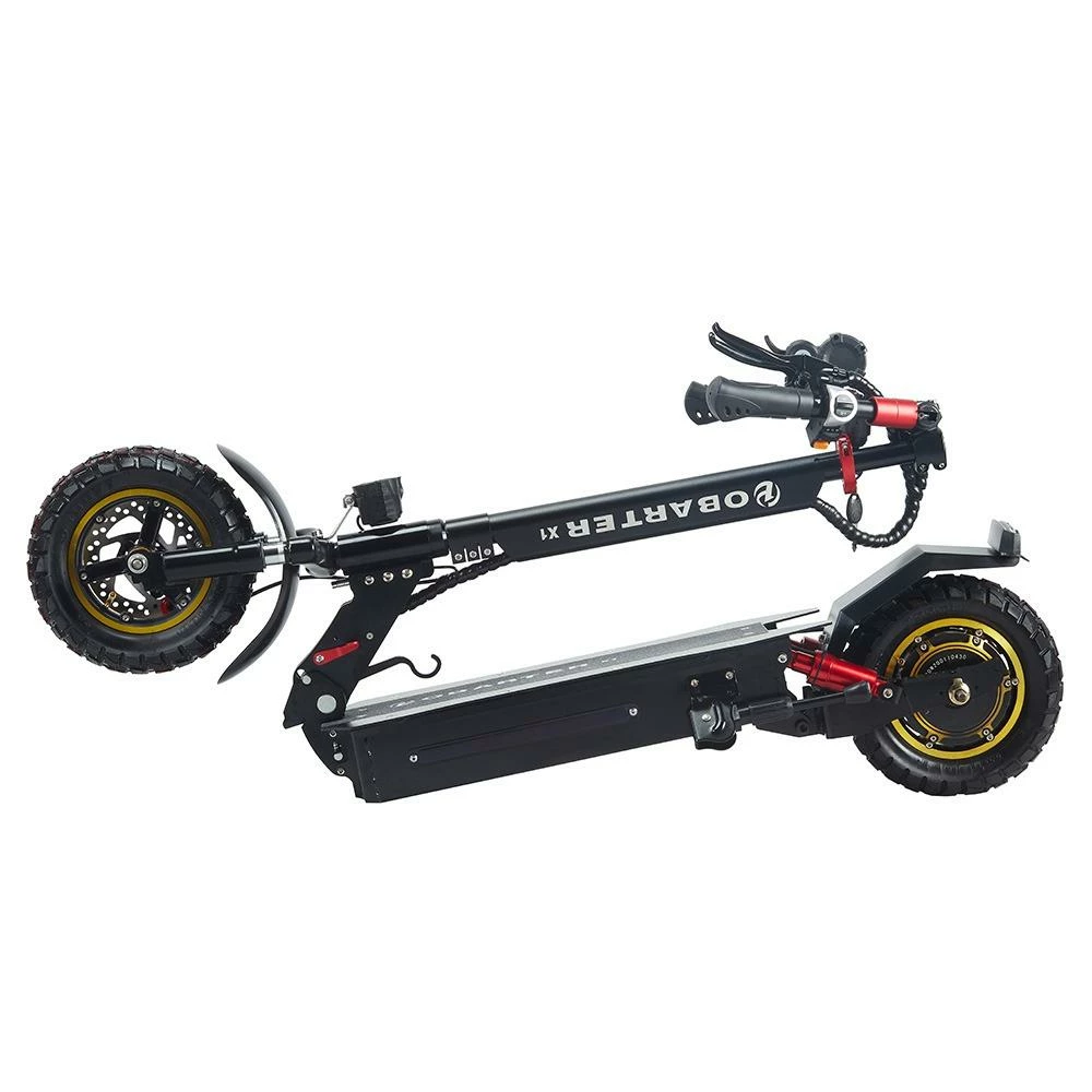 OBARTER X1 Folding Electric Sport Scooter 10" Off-road Tire 500W Brushless Motor 48V 20Ah Battery BMS 3 Speed Modes Dual Disc Brake Max Speed 55KM/h LED Display 40-50KM Long Range - Black 8 OBARTER X1 Folding Electric Sport Scooter 10" Off-road Tire 500W Brushless Motor 48V 20Ah Battery BMS 3 Speed Modes Dual Disc Brake Max Speed 55KM/h LED Display 40-50KM Long Range - Black - Image 6