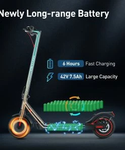 IScooter I9 Folding Electric Scooter 8.5 Inch Pneumatic Tire 350W Motor 7.5Ah Battery 30km/h Max Speed APP Control Black -rockbros-shop iScooter i9 Electric Scooter 7 5Ah Battery 350W Motor 507638 5