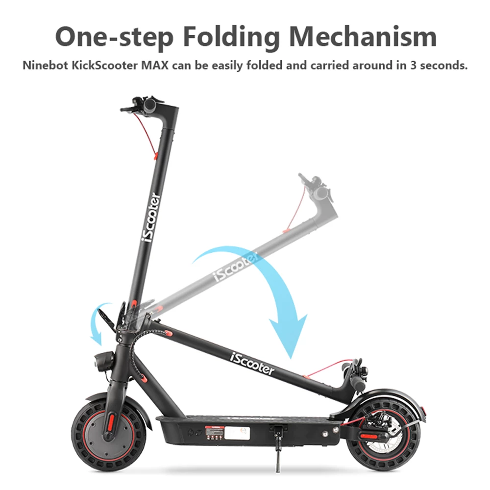 IScooter I9 Max Electric Scooter 10 Inch 500W Motor 10Ah Battery 35Km/h Max Speed 35-40km Range 120KG Max Load APP Control - Black 4 IScooter I9 Max Electric Scooter 10 Inch 500W Motor 10Ah Battery 35Km/h Max Speed 35-40km Range 120KG Max Load APP Control - Black - Image 2