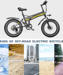 JANOBIKE H20 Electric Bicycle 48V 1000W Motor 9.6Ah Battery 20*4 Inch Tire Snow, Mountain, City Bike - Black -rockbros-shop janobike h20 electric bicycle 48v 1000w motor 9 6ah battery black c105e4 1653706425778