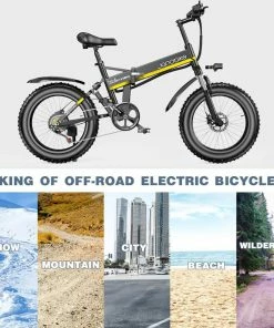 JANOBIKE H20 Electric Bicycle 48V 1000W Motor 9.6Ah Battery 20*4 Inch Tire Snow, Mountain, City Bike - Black -rockbros-shop janobike h20 electric bicycle 48v 1000w motor 9 6ah battery black c105e4 1653706425778