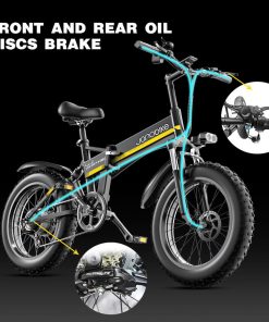 JANOBIKE H20 Electric Bicycle 48V 1000W Motor 9.6Ah Battery 20*4 Inch Tire Snow, Mountain, City Bike - Black -rockbros-shop janobike h20 electric bicycle 48v 1000w motor 9 6ah battery black c6ba08 1653706425778