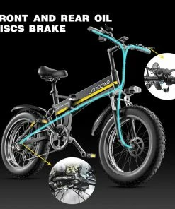 JANOBIKE H20 Electric Bicycle 48V 1000W Motor 9.6Ah Battery 20*4 Inch Tire Snow, Mountain, City Bike - Black -rockbros-shop janobike h20 electric bicycle 48v 1000w motor 9 6ah battery black c6ba08 1653706425778