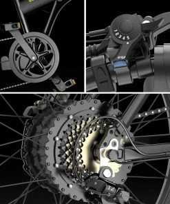 JANOBIKE E20 Fat Tire Electric Folding Mountain Bike 1000W Brushless Motor Aluminum Alloy Frame 7 Speed Gears 40km/h Removable Panasonic 48V 12.8Ah Battery Up To 50km Range 20" X 4.0 Snow Tire XOD Hydraulic Brake Smart Meter - Black -rockbros-shop janobike t10 folding electric scooter 23ah 1000w x2 motor black 1625907575807