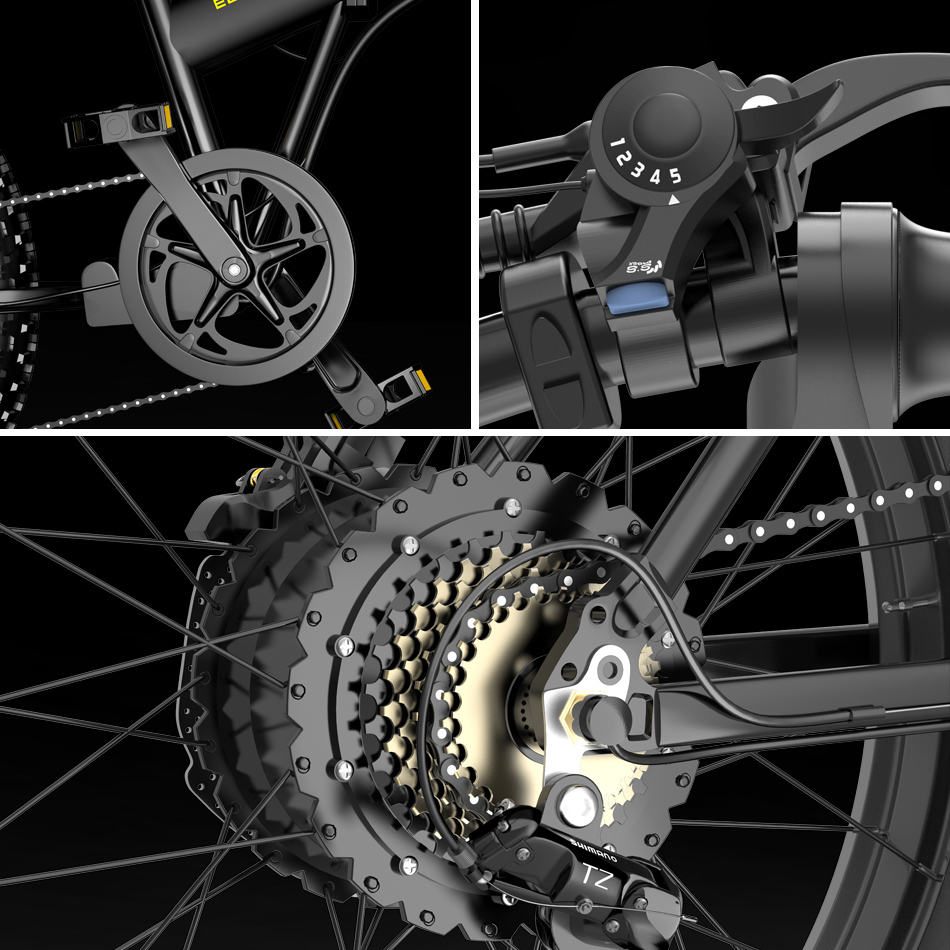 JANOBIKE E20 Fat Tire Electric Folding Mountain Bike 1000W Brushless Motor Aluminum Alloy Frame 7 Speed Gears 40km/h Removable Panasonic 48V 12.8Ah Battery up to 50km Range 20" x 4.0 Snow Tire XOD Hydraulic Brake Smart Meter - Black JANOBIKE E20 Fat Tire Electric Folding Mountain Bike 1000W Brushless Motor Aluminum Alloy Frame 7 Speed Gears 40km/h Removable Panasonic 48V 12.8Ah Battery Up To 50km Range 20" X 4.0 Snow Tire XOD Hydraulic Brake Smart Meter - Black -rockbros-shop janobike t10 folding electric scooter 23ah 1000w x2 motor black 1625907575807