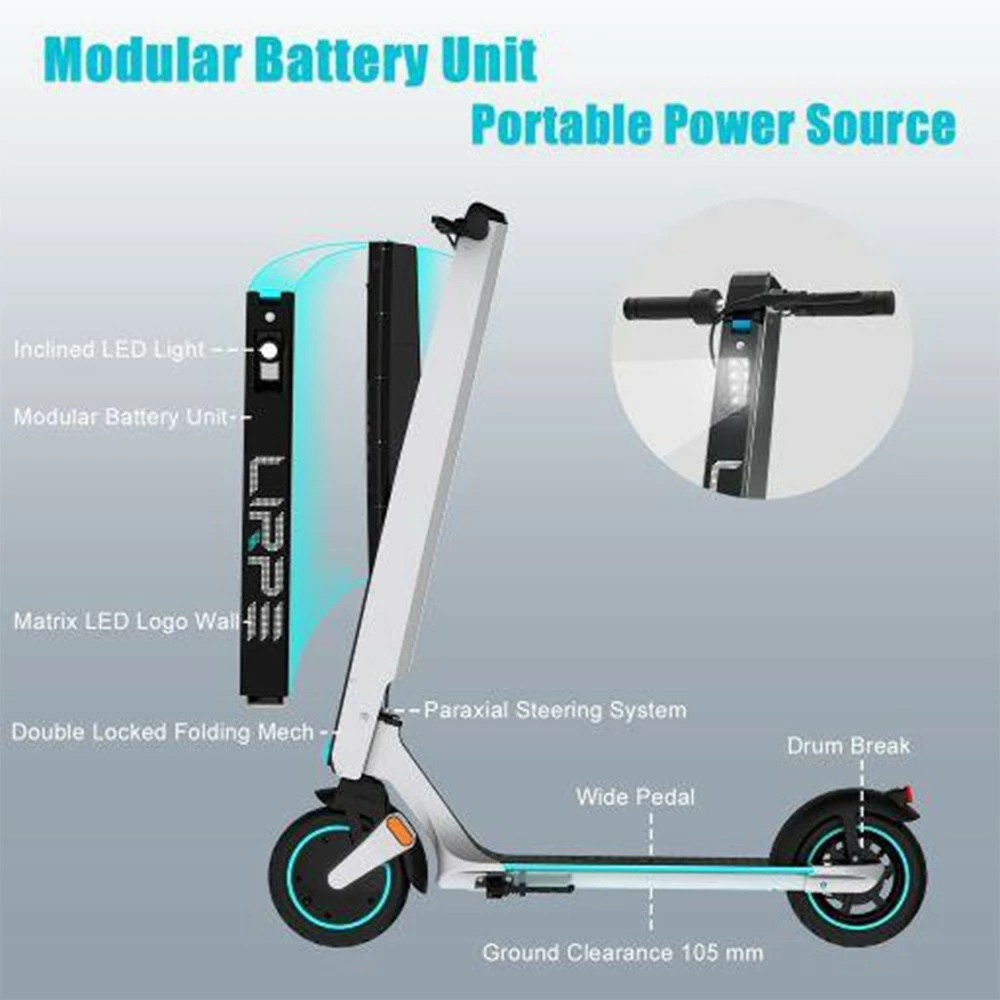 Lirpe R1 Modular Electric Scooter 8.5 Inch Tire 350W Motor 32Km/h Max Speed 36V 7.8Ah Battery 45KM Range APP Control Removable Battery - US 4 Lirpe R1 Modular Electric Scooter 8.5 Inch Tire 350W Motor 32Km/h Max Speed 36V 7.8Ah Battery 45KM Range APP Control Removable Battery - US - Image 2