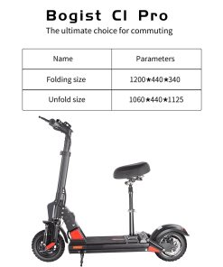 BOGIST C1 PRO Folding Electric Scooter 10" Tire 500W Motor 48V 13Ah Battery Smart BMS Disc Brake Max Speed 45KM/h LCD Display 40-45KM Long Range With Removable Seat - Black 7 BOGIST C1 PRO Folding Electric Scooter 10" Tire 500W Motor 48V 13Ah Battery Smart BMS Disc Brake Max Speed 45KM/h LCD Display 40-45KM Long Range With Removable Seat - Black -rockbros-shop m1 folding electric scooter 8 5 350w 10 4ah bms battery black 1619338309207