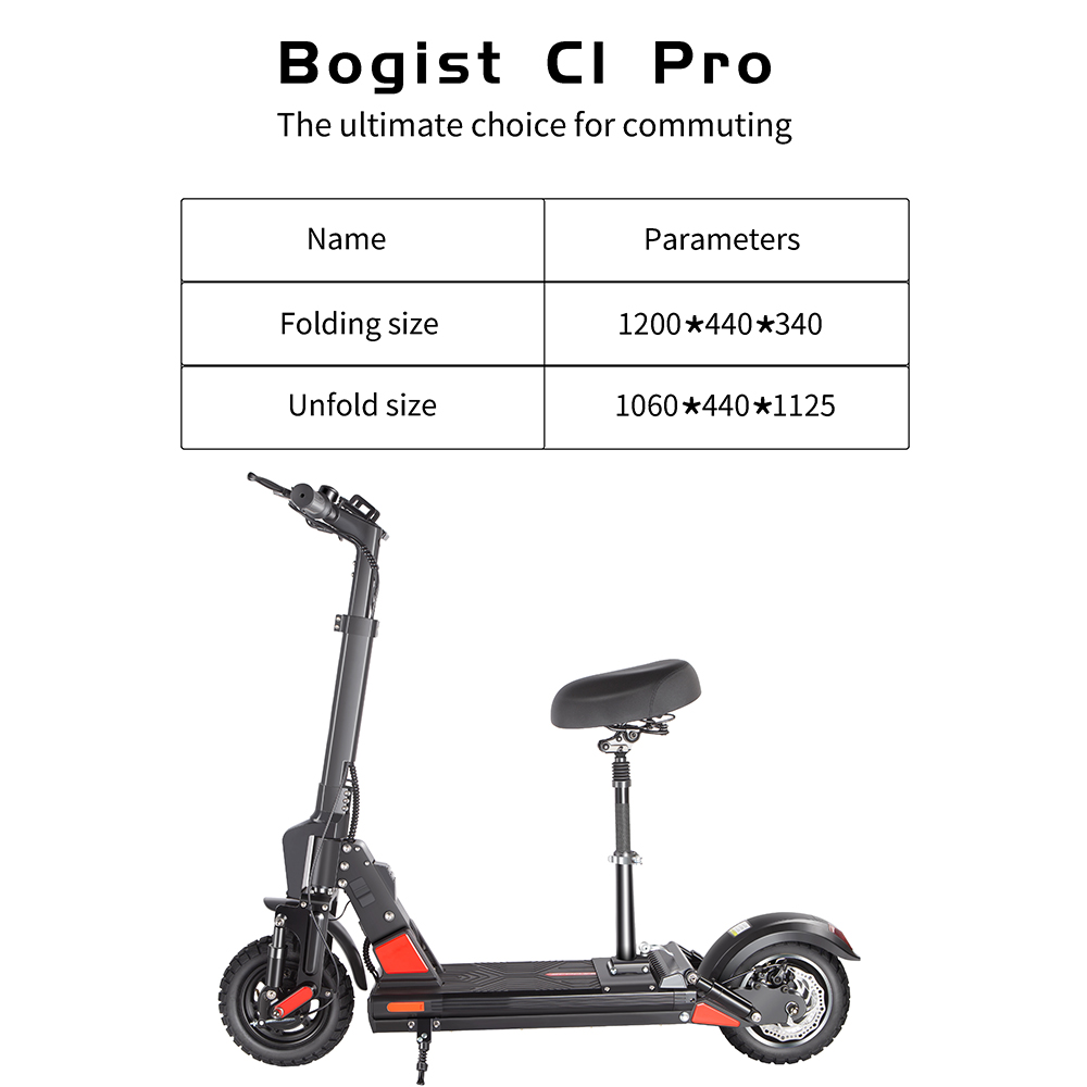 BOGIST C1 PRO Folding Electric Scooter 10" Tire 500W Motor 48V 13Ah Battery Smart BMS Disc Brake Max Speed 45KM/h LCD Display 40-45KM Long Range with Removable Seat - Black BOGIST C1 PRO Folding Electric Scooter 10" Tire 500W Motor 48V 13Ah Battery Smart BMS Disc Brake Max Speed 45KM/h LCD Display 40-45KM Long Range With Removable Seat - Black -rockbros-shop m1 folding electric scooter 8 5 350w 10 4ah bms battery black 1619338309207