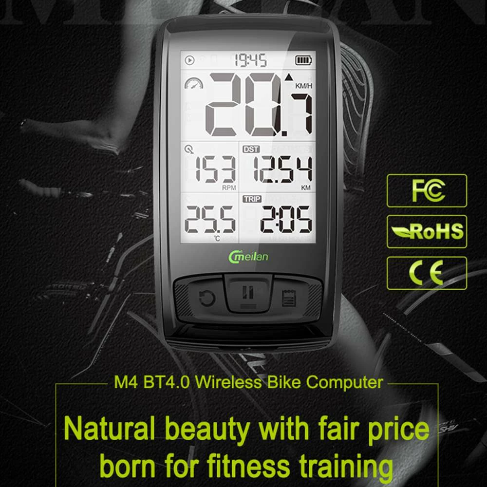 Meilan M4 Bike Computer Wireless Speedometer Odometer 2.5 Inch IML Mirror Surface Screen - Black 8 Meilan M4 Bike Computer Wireless Speedometer Odometer 2.5 Inch IML Mirror Surface Screen - Black - Image 6