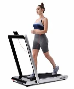 Merax 2.25 HP Electric Folding Treadmill 2-in-1 Running Machine With Remote Control/LED Display Fully Assembled Portable - Silver -rockbros-shop merax 2 25 hp electric folding treadmill black 1611369803049 4