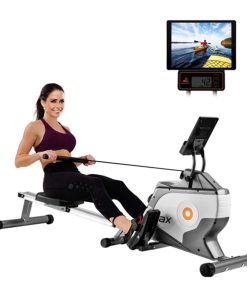 Merax Folding Rowing Machine With Magnetic Tension System LED Monitor For Fitness Compact Folding Design - Black