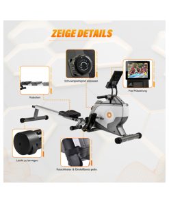 Merax Folding Rowing Machine With Magnetic Tension System LED Monitor For Fitness Compact Folding Design - Black -rockbros-shop merax folding rowing machine with magnetic tension led monitor 1620800136112