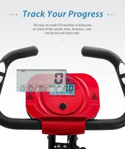 Merax X-Bike Magnetic Folding Fitness Bike 2.5 Kg Flywheel LCD Display For Cardio Workout Cycling Indoor Exercise Training - Black Red -rockbros-shop merax x bike magnetic folding fitness bike black 1594370236133