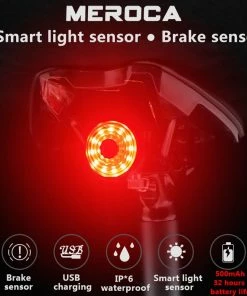 MEROCA WR15 Smart Bike Tail Light Brake Sensing Bicycle Rear Flashlight With 500mAh Battery 7 Light Modes For Seatpost -rockbros-shop meroca wr15 bike seatpost smart brake sensing tail light dfcdac 1653479063726